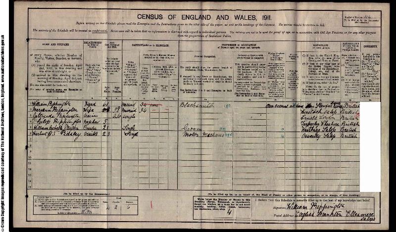 Rippington (William 1850) 1911 Census